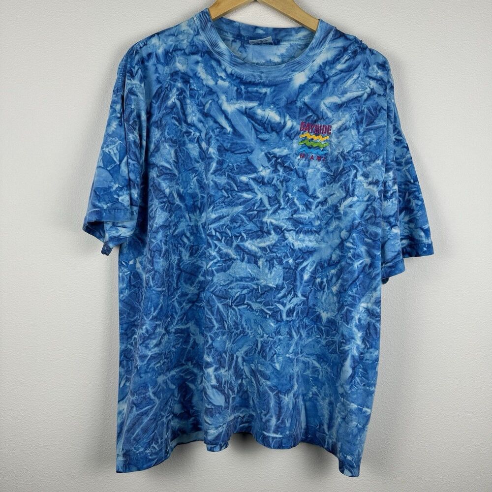 Vintage Bayside Miami Shirt Size Large AOP Waves Single Stitch 90's Trade Winds